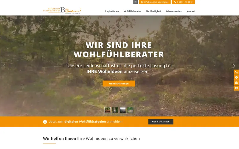 Webseite – Premium Schreinerei Bauer